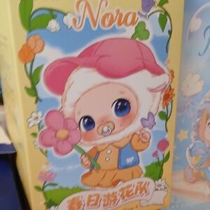 NOR Cute Lamb Plush Character in Pink Hat and Blue Eyes